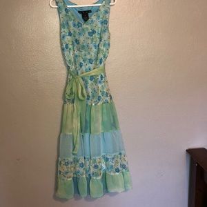 Girls Green and Blue Long Dress